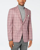 Tallia Orange Men's Slim-Fit Pink/Gray Windowpane Wool Sport Coat