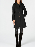 Anne Klein Single-Breasted Club-Collar Coat