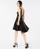 B Darlin Juniors' Sequined V-Back Fit & Flare Dress