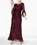 Nightway Sequin-Embellished Lace Gown