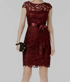 Adrianna Papell Lace Cap-Sleeve Illusion Sheath Dress
