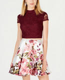 City Studios Juniors' 2 Piece Lace and Floral Print Dress