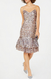 Adrianna Papell Womens Sequined Cocktail Midi Dress