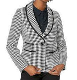 Kasper Womens Houndstooth Shawl Collar Blazer