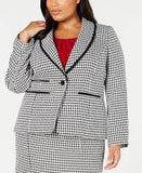 Kasper Womens Houndstooth Shawl Collar Blazer