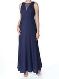 Nightway Womens Navy Metallic Full-Length Evening Dress Petites