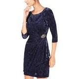 Alex Evenings Womens Petites Velvet Burnout Cocktail Dress