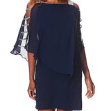 Msk Petite Rhinestone Trim Caplet Overlay A-Line Dress