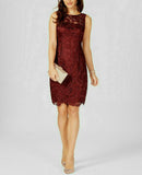 Adrianna Papell Lace Cap-Sleeve Illusion Sheath Dress