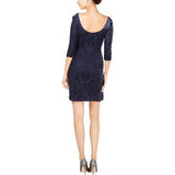 Alex Evenings Womens Petites Velvet Burnout Cocktail Dress