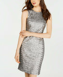 Calvin Klein Womens Metallic Sequined Sheath Dress