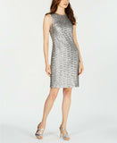 Calvin Klein Womens Metallic Sequined Sheath Dress