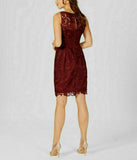 Adrianna Papell Lace Cap-Sleeve Illusion Sheath Dress