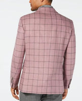 Tallia Orange Men's Slim-Fit Pink/Gray Windowpane Wool Sport Coat
