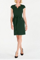 Kasper Cap-Sleeve Stretch-Crepe Belted Dress