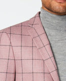 Tallia Orange Men's Slim-Fit Pink/Gray Windowpane Wool Sport Coat