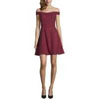 Betsy & Adam Womens Party Off-The- Shoulder Cocktail Dress