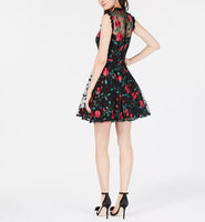 City Studios Juniors' Floral- Embroidered Illusion Dress