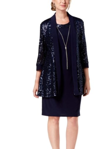 R & M Richards Sequin Necklace- Embellished Dress & Jacket