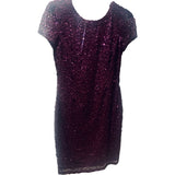 Adrianna Papell Womens Sequin Cap Sleeve Party Dress