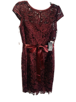 Adrianna Papell Lace Cap-Sleeve Illusion Sheath Dress