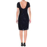 Adrianna Papell Womens Sequin Cap Sleeve Party Dress