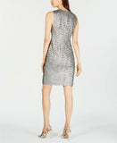 Calvin Klein Womens Metallic Sequined Sheath Dress