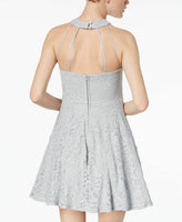 B Darlin Juniors' Glitter Lace Fit & Flare Dress