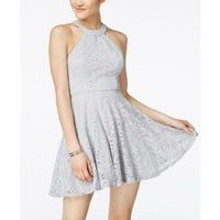 B Darlin Juniors' Glitter Lace Fit & Flare Dress